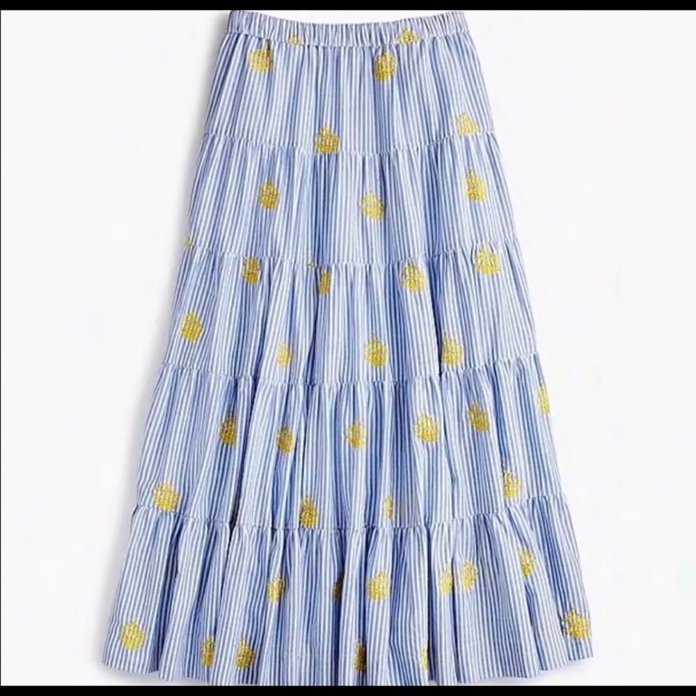 JCREW Embroidered Pineapple 🍍 Midi maxi skirt